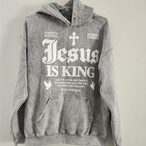 Jesus Is King oversized hoodie Size L Color: Gray